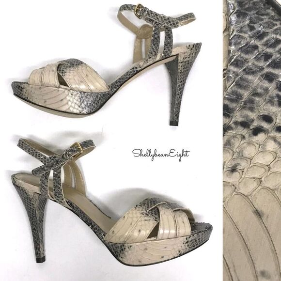 STUART WEITZMAN Loop Thru SNAKE Sandals Heels 8.5 - Picture 4 of 8